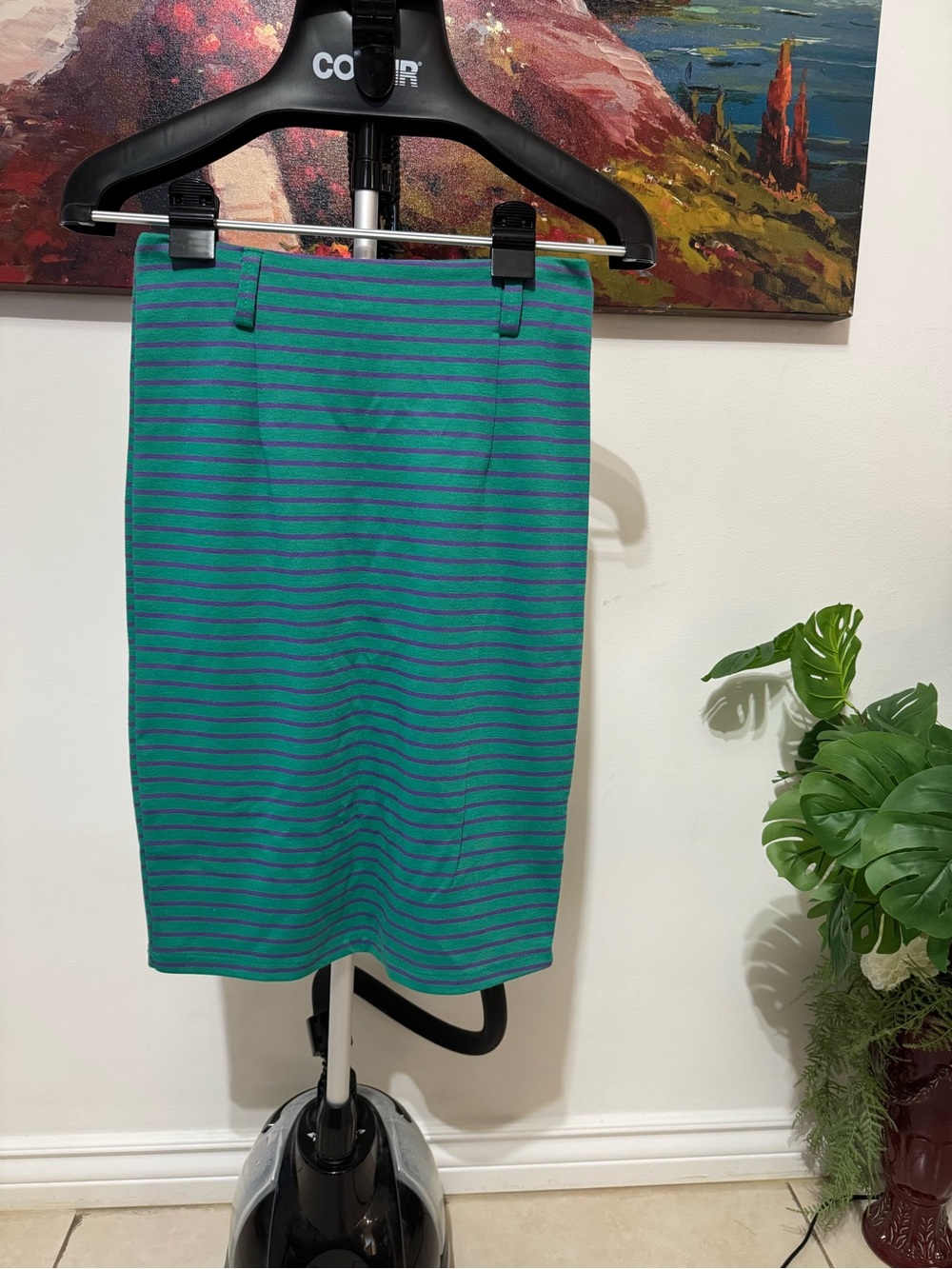 Striped Green & Teal Pencil Skirt - Women's